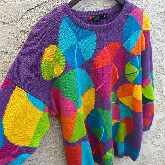 Vintage I.B Diffusion Clowncore Beachball Embroidered Sweater Size 3X - Picture 4 of 4